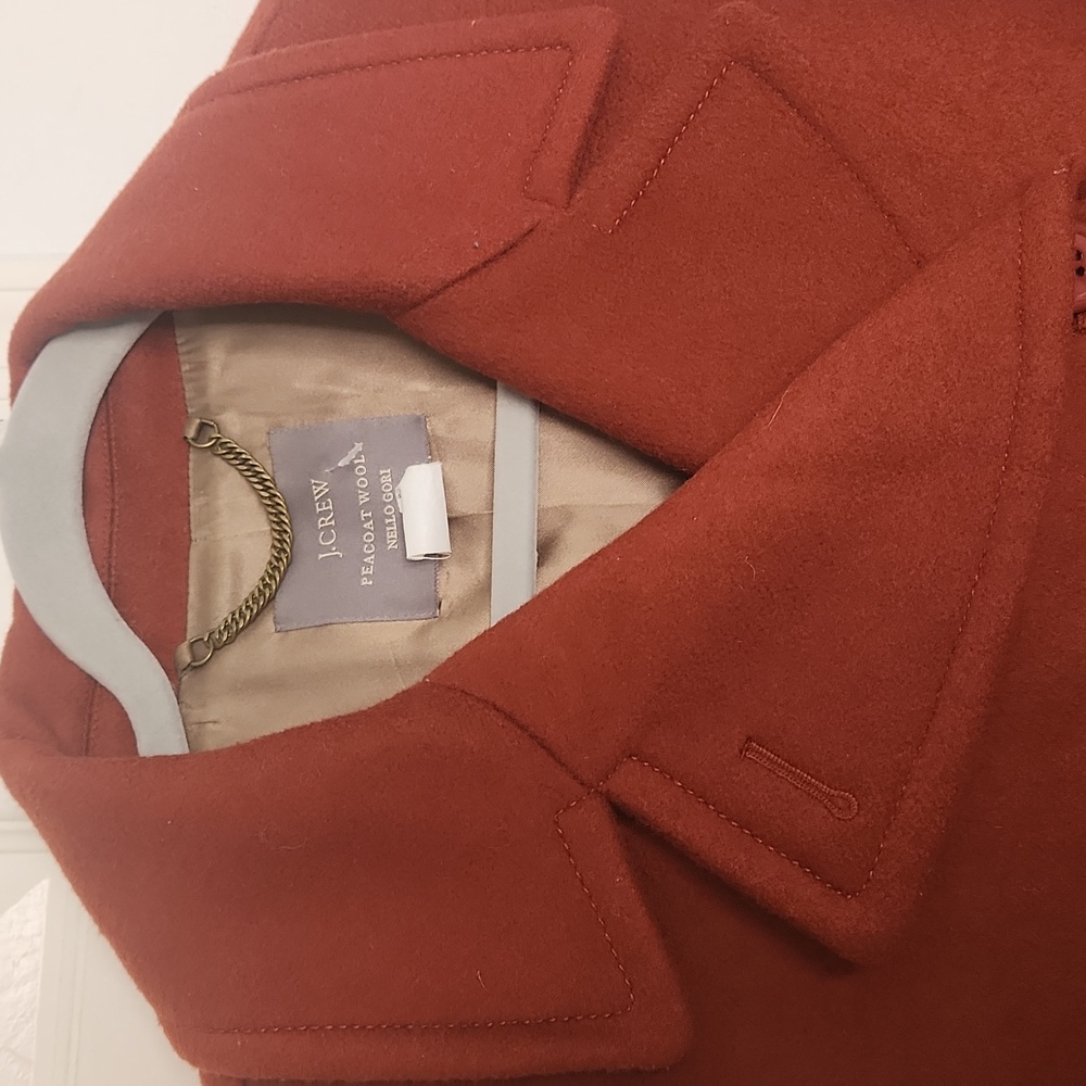 J CREW Peacoat Wool By Nello Gori 100% Wool Burnt Dark Orange Jacket Size 8 - Picture 10 of 15